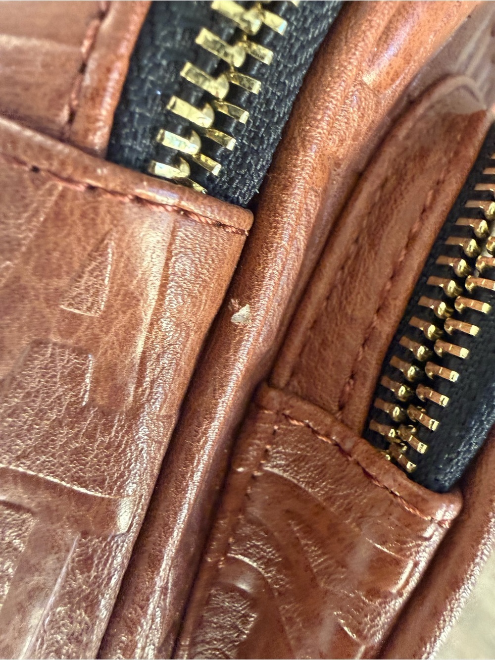 Steve Madden Cognac Faux-Leather Mini Backpack with Embossed Logo - Picture 6 of 10